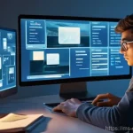 Home 17 디지털 주의력 관리에 도움이 되는 책 추천 - **Prompt 1: Digital Overload and Fragmented Attention**
"A young adult, fully clothed in modern ...